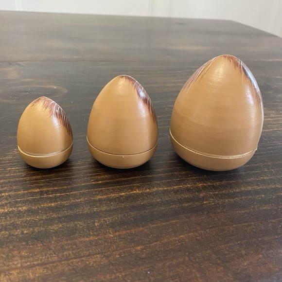 Vintage Lion Nesting Dolls 3pc Wooden Folk Art Hand painted 3.5" - Picture 5 of 6